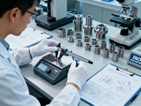 Quality control and inspection process for CNC machine parts using CMM coordinate measuring machine and precision instruments